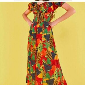 Farm Rio Banana Fruit Bead Mididress